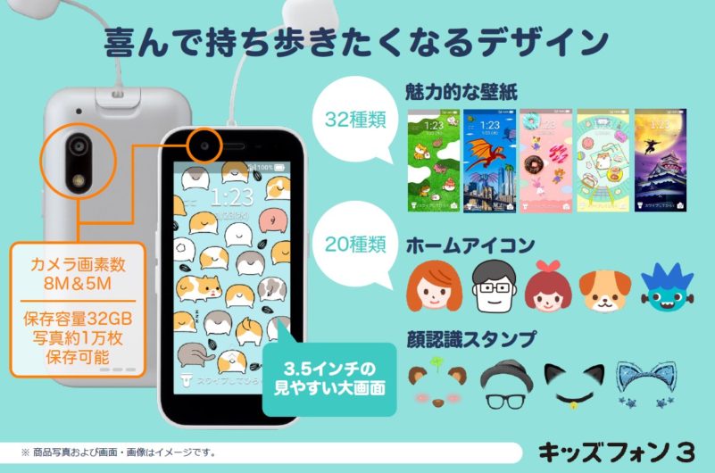 Softbankのキッズフォン3のデザイン