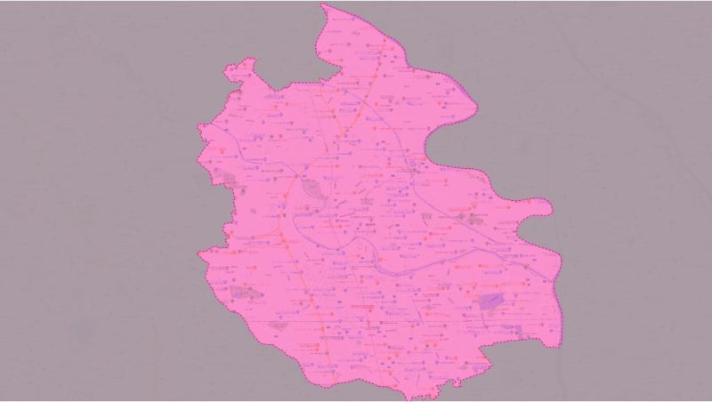 越谷市の楽天回線の無制限エリア状況(2023年9月時点)_人口カバー率 100.00%